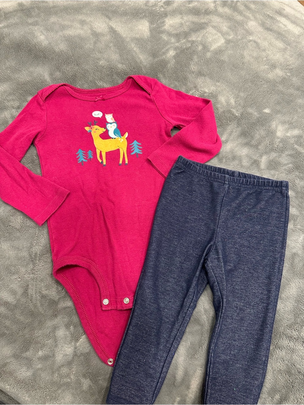 Carter's Hot Pink Bodysuit with Navy Leggings